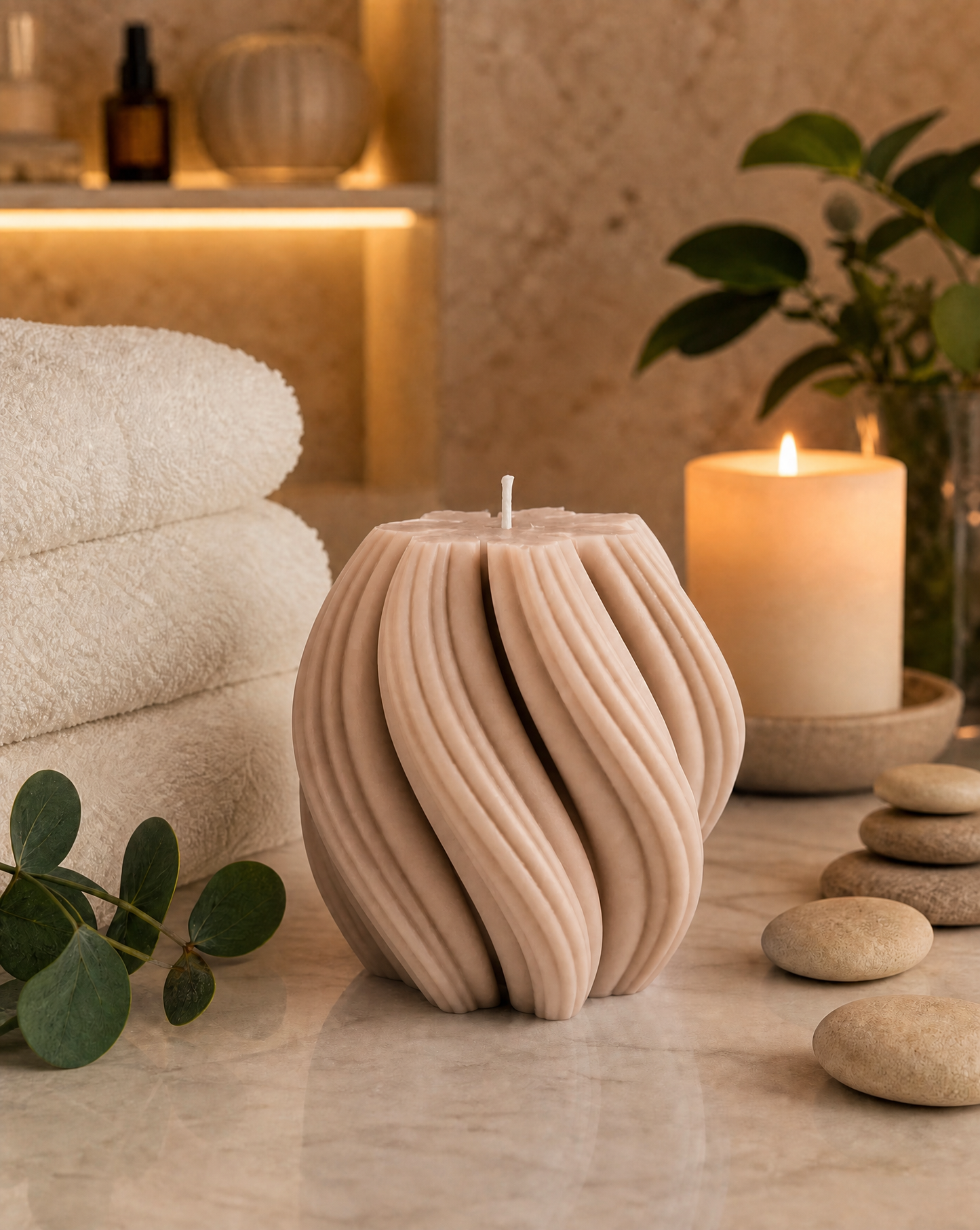 "Spa Day" Sculptural Pillar Candle
